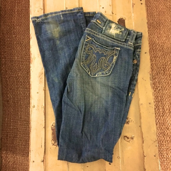 MEK NORDSTROM BRAND STRETCH BOHO DISTRESSED DENIM BOOTCUT JEANS 27 REG - Picture 2 of 3